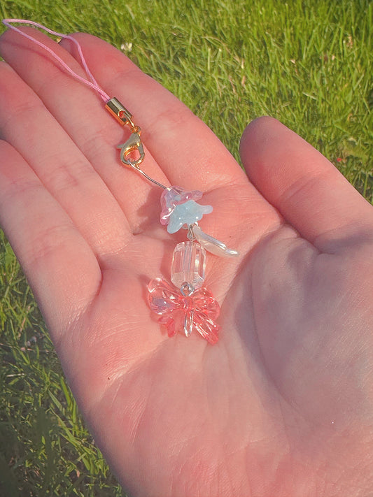 ‘Flower Dream’ Kawaii Aesthetic Blue & Pink Jellyfish-Themed Phone Charm🩵🩷