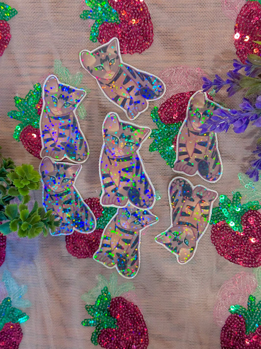 cute & kawaii holographic kitty sticker |handmade! |
