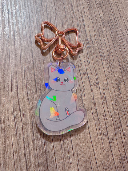 mystery/random holographic double sided kitty keychain | 5 different colors | blind bag