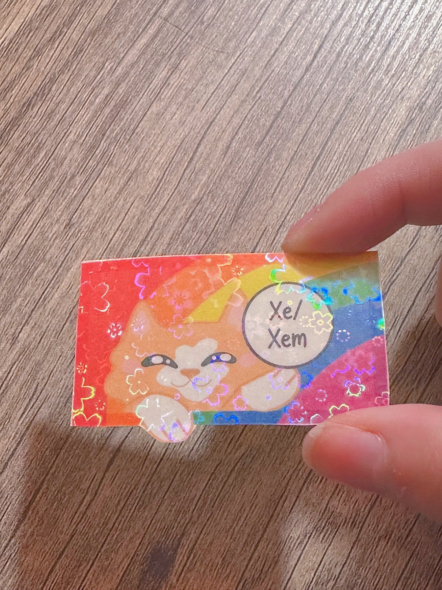 Cute Holographic Kitty Pronoun Sticker / Pride Stickers🏳️‍🌈🏳️‍⚧️