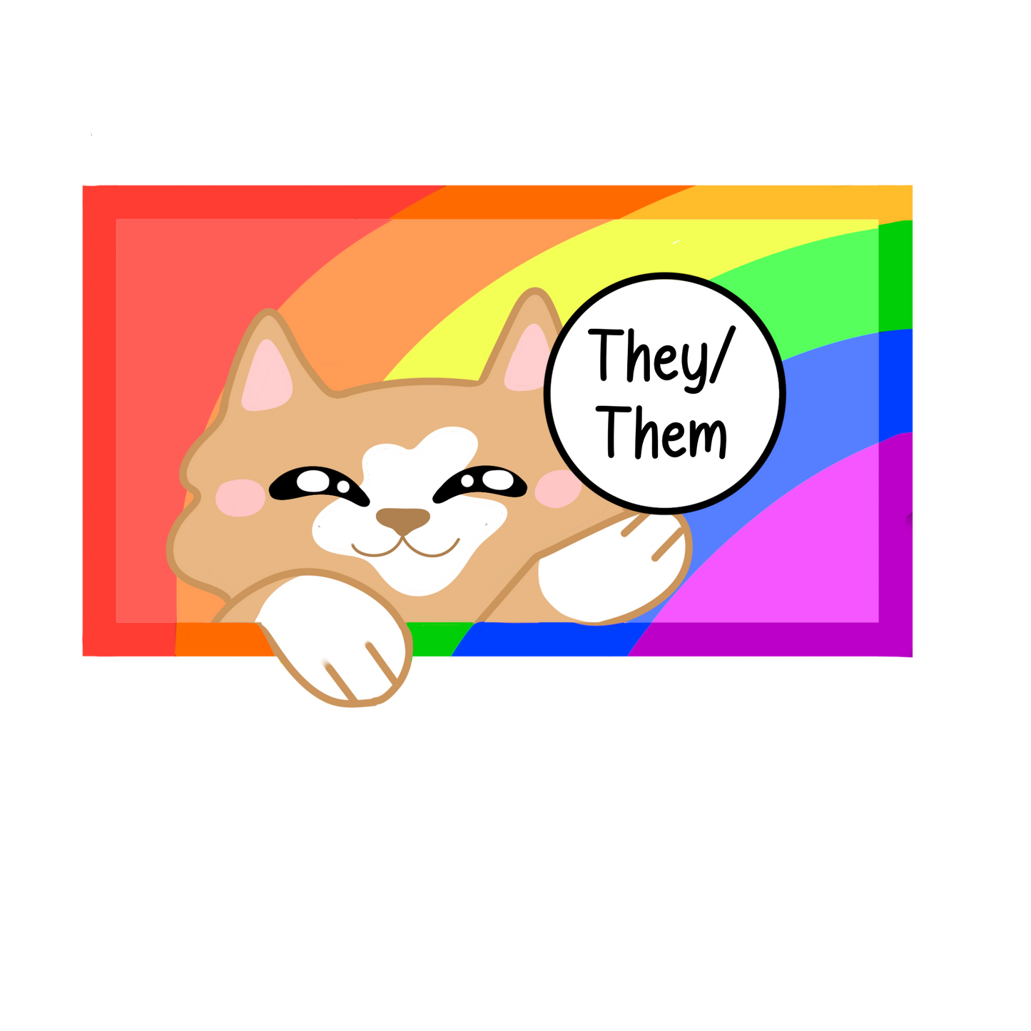 Cute Holographic Kitty Pronoun Sticker / Pride Stickers🏳️‍🌈🏳️‍⚧️