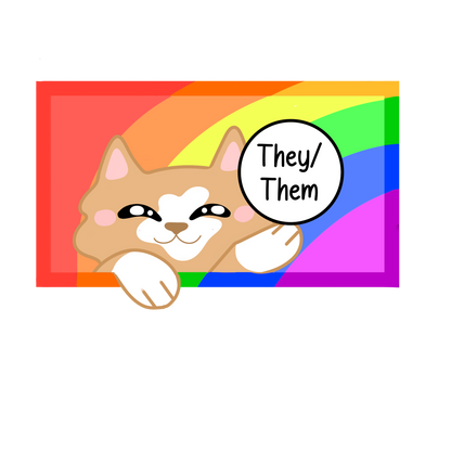 Cute Holographic Kitty Pronoun Sticker / Pride Stickers🏳️‍🌈🏳️‍⚧️