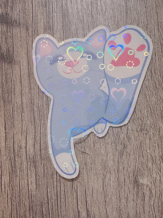 Holographic Waterproof “PAWZ” Cat Sticker / Valentines Day Sticker 💌💗
