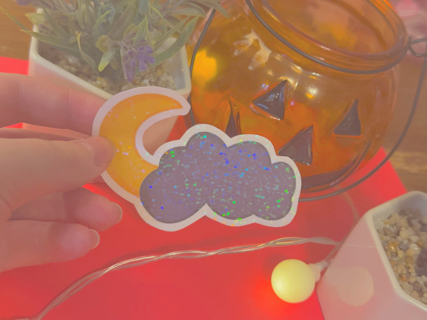 cute & kawaii Halloween themed kitty stickers | bundle of 5 handmade holographic stickers! |