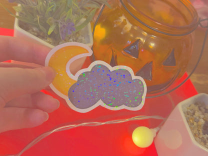 cute & kawaii Halloween themed kitty stickers | bundle of 5 handmade holographic stickers! |