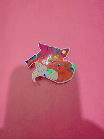 Cute Kawaii Holographic Pride-Themed Fox Sticker🏳️‍🌈🏳️‍⚧️