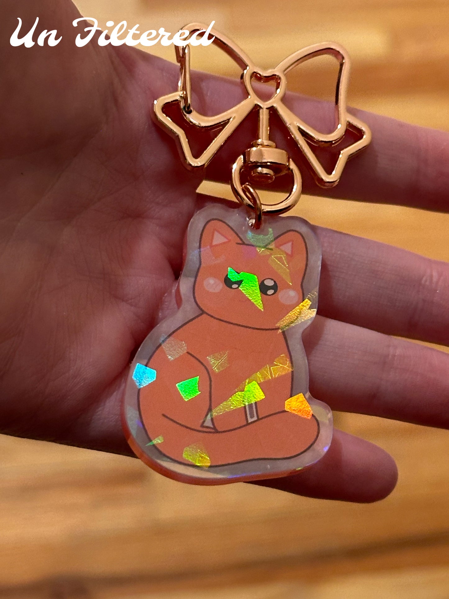 Cute Orange Kitty Holographic Acrylic Keychain