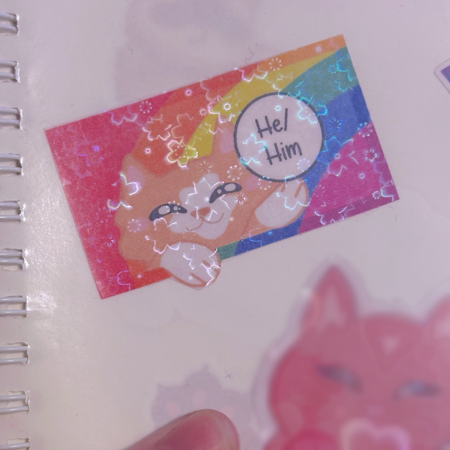 Cute Holographic Kitty Pronoun Sticker / Pride Stickers🏳️‍🌈🏳️‍⚧️