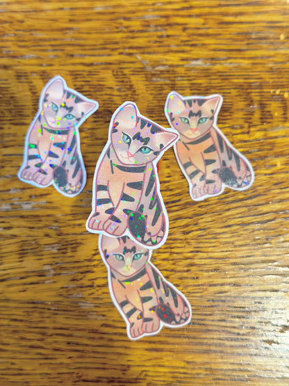 cute & kawaii holographic kitty sticker |handmade! |