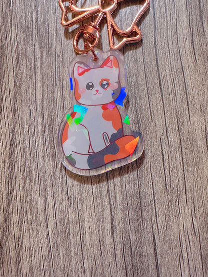 mystery/random holographic double sided kitty keychain | 5 different colors | blind bag