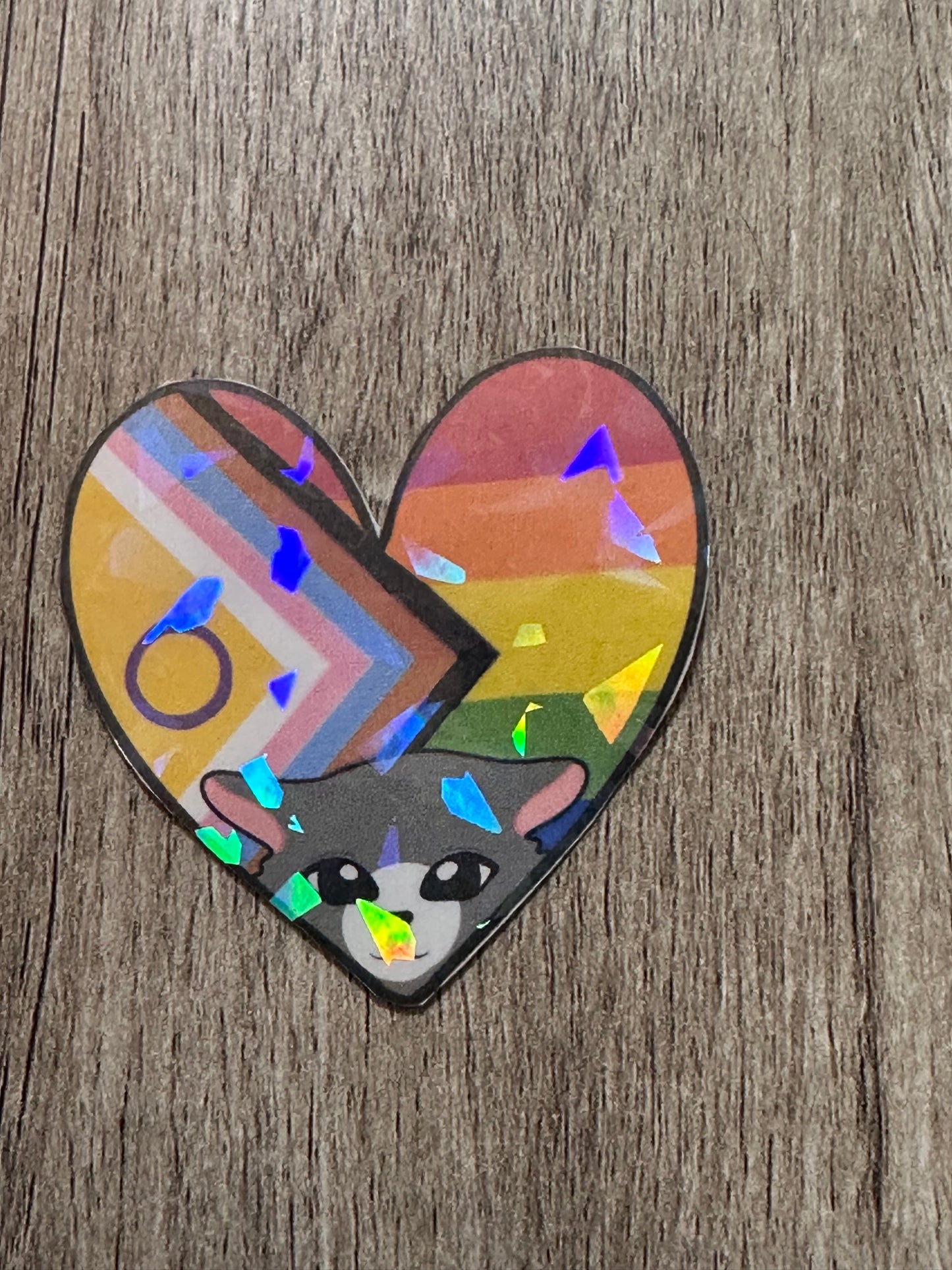Kitty Holographic Progress Flag Heart Sticker / Pride Collection 🏳️‍⚧️🏳️‍🌈