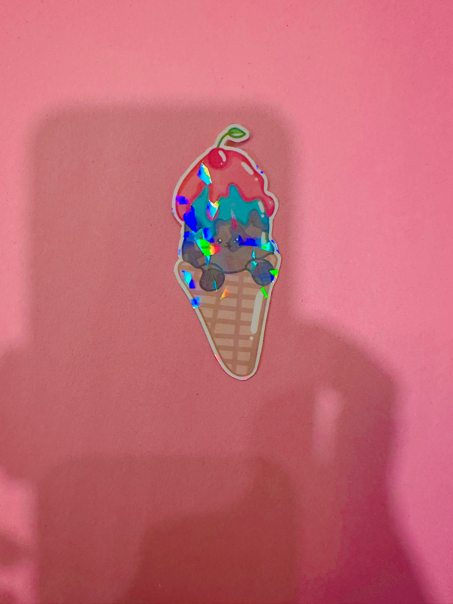 Melting Ice Cream Cone Kitty Sticker