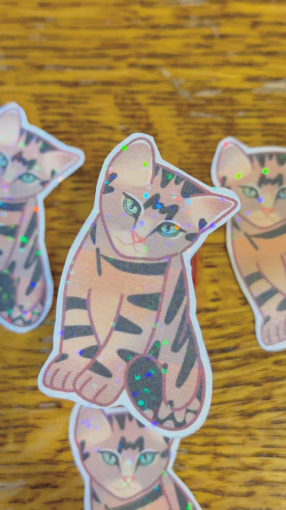 cute & kawaii holographic kitty sticker |handmade! |