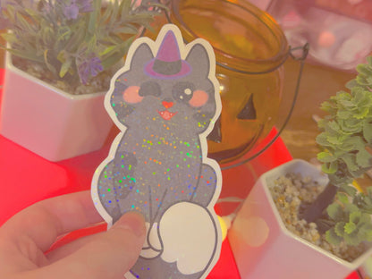 cute & kawaii Halloween themed kitty stickers | bundle of 5 handmade holographic stickers! |