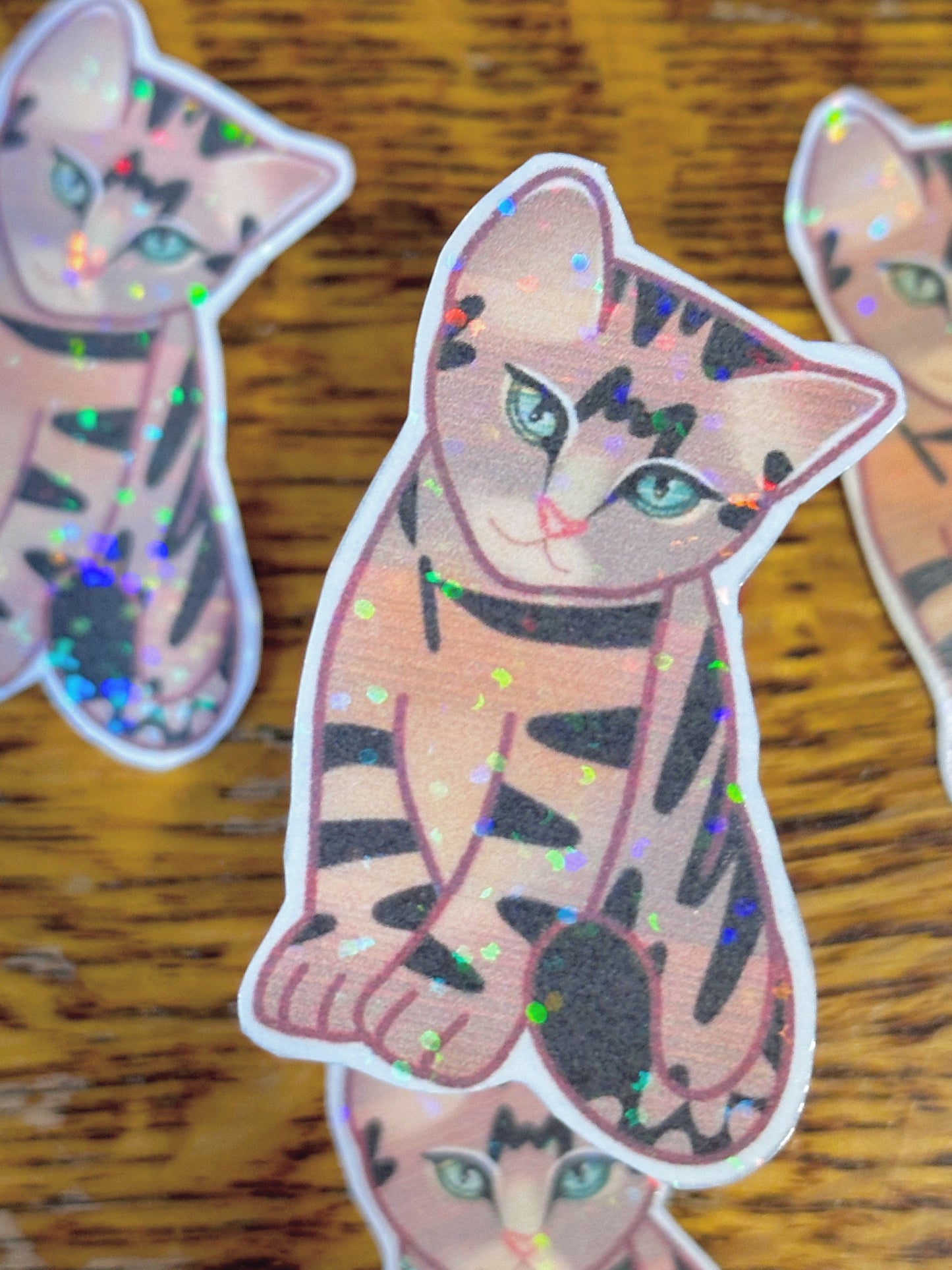 cute & kawaii holographic kitty sticker |handmade! |