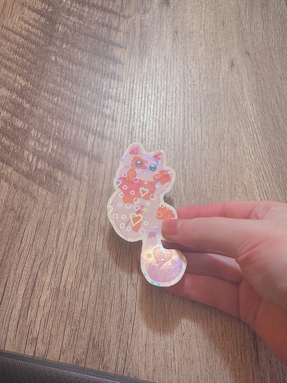 “KISS 4 U” Cute Holographic Waterproof Kitty Sticker / Valentines Day Sticker💌💗