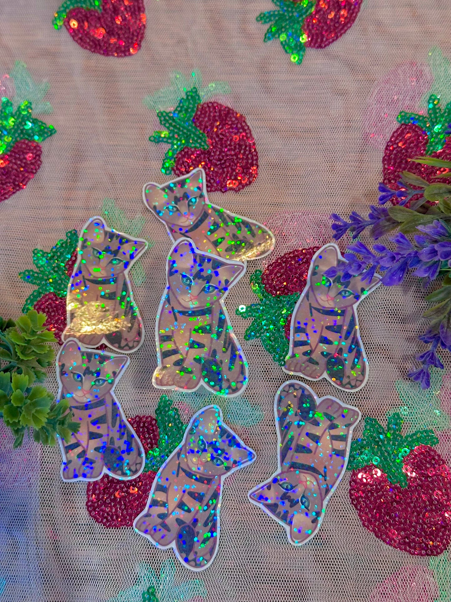 cute & kawaii holographic kitty sticker |handmade! |