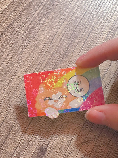 Cute Holographic Kitty Pronoun Sticker / Pride Stickers🏳️‍🌈🏳️‍⚧️