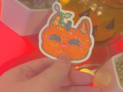 cute & kawaii Halloween themed kitty stickers | bundle of 5 handmade holographic stickers! |