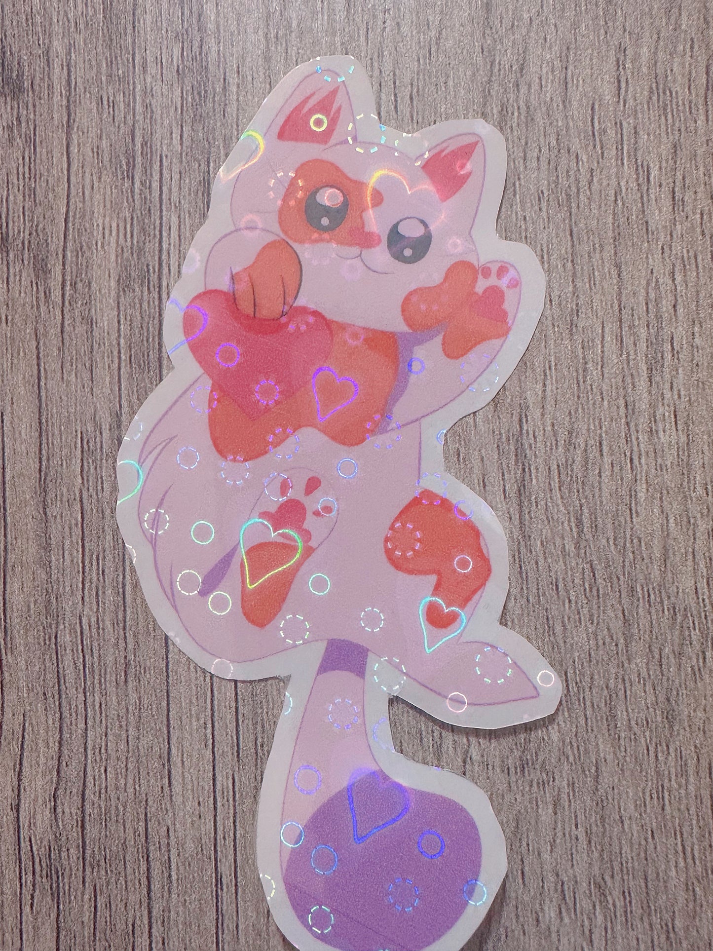 “KISS 4 U” Cute Holographic Waterproof Kitty Sticker / Valentines Day Sticker💌💗