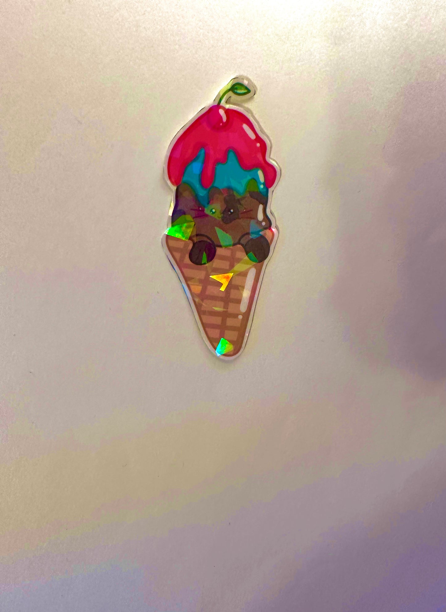 Melting Ice Cream Cone Kitty Sticker