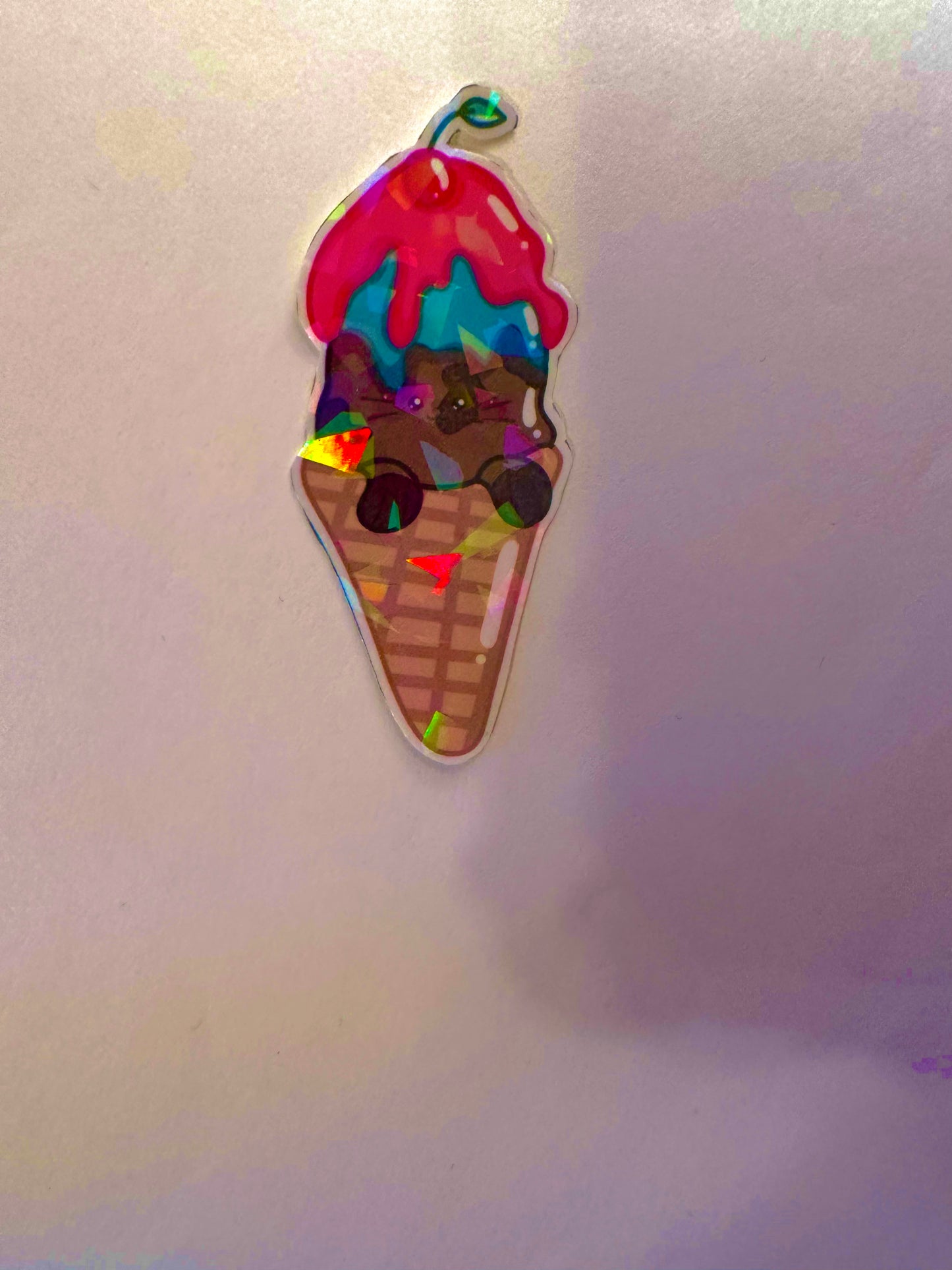 Melting Ice Cream Cone Kitty Sticker