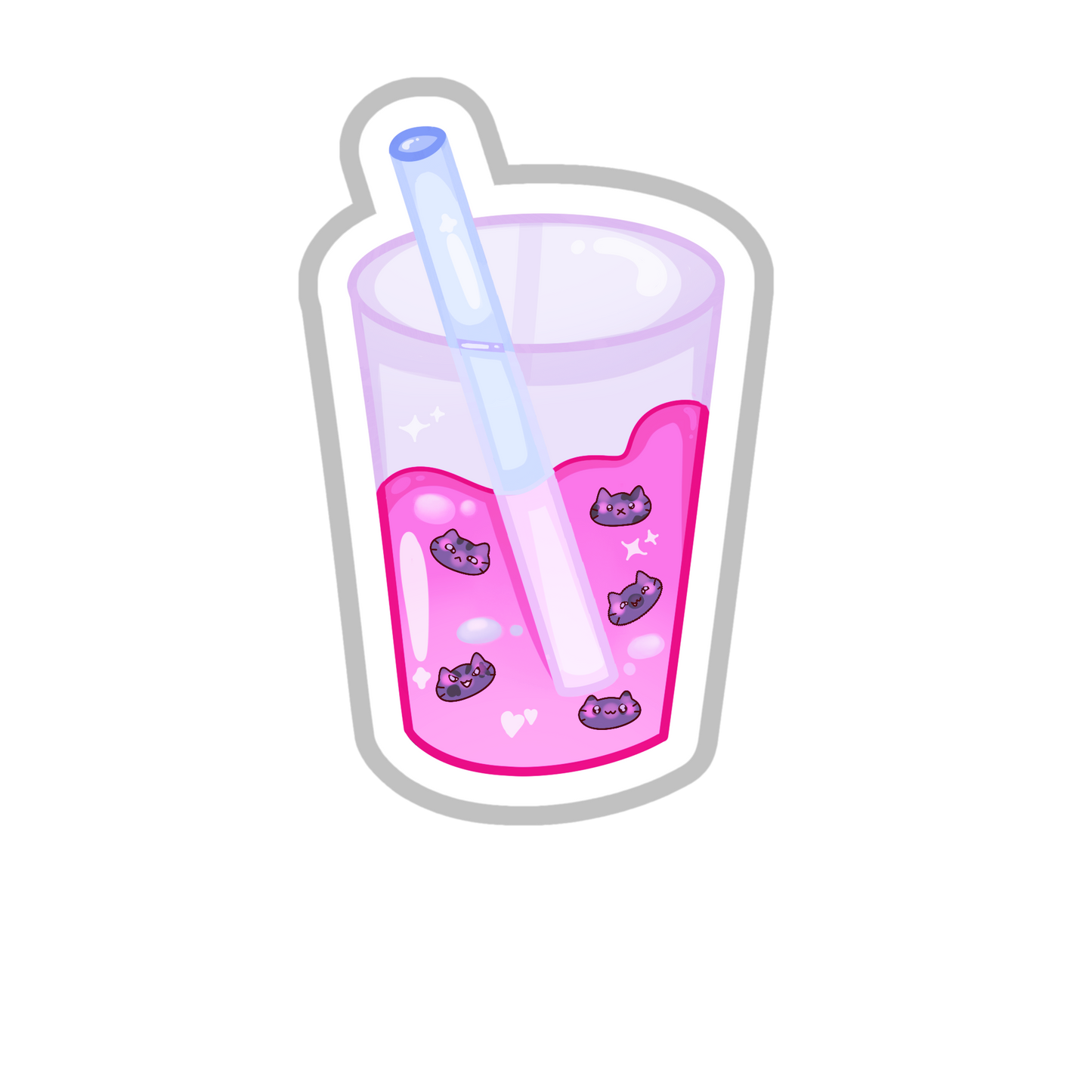 Cute & kawaii boba tea kitty holographic sticker | handmade with love 💕🧋