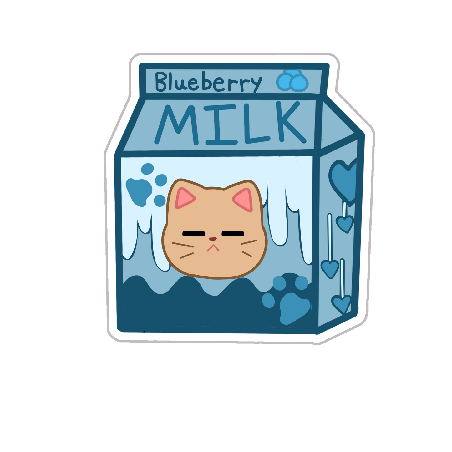 Cute and Aesthetic Holographic Strawberry + Blueberry Flavored Holographic Milk Sticker