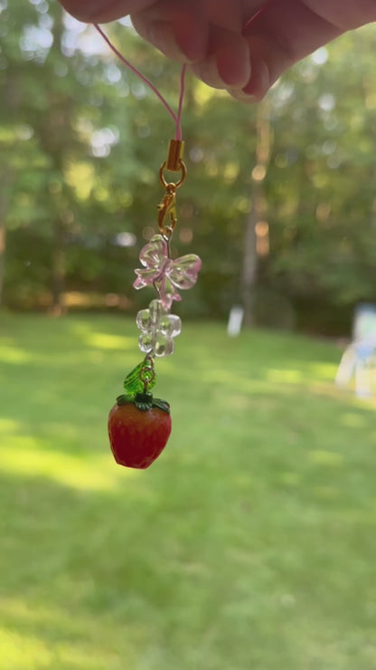 ‘Strawberry Blossom’ Kawaii Aesthetic Strawberry-Themed Phone Charm🍓🍥