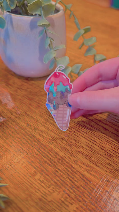 Melting Ice Cream Cone Kitty Sticker