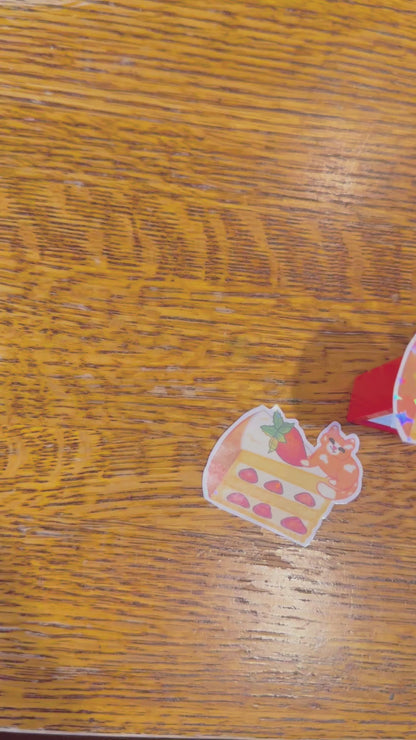 Cute & kawaii strawberry shortcake kitty holographic sticker | handmade!