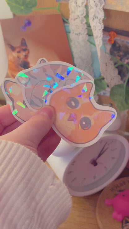 meme cat sticker set of 3 | handmade holographic meme cat stickers